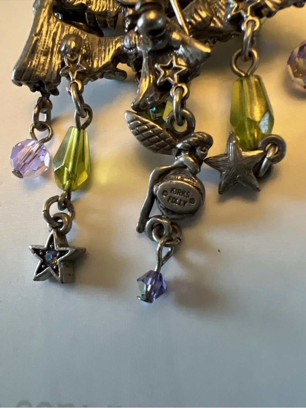 KIRKS FOLLY TREE FAIRIES CHRISTMAS PIN RUSTIC SILVER vintage - Picture 5 of 7